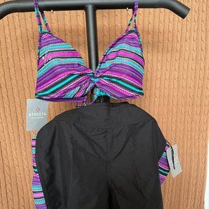 Athleta Black and Purple Bathing Suit